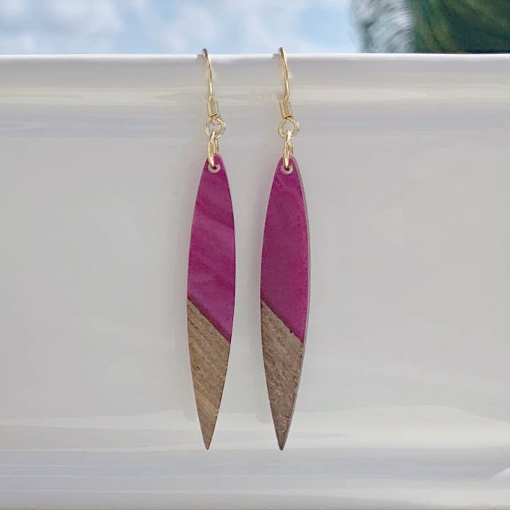Pendientes de resina de madera, 2 colores para venta al por mayor de Marlene VanBeek Jewelry