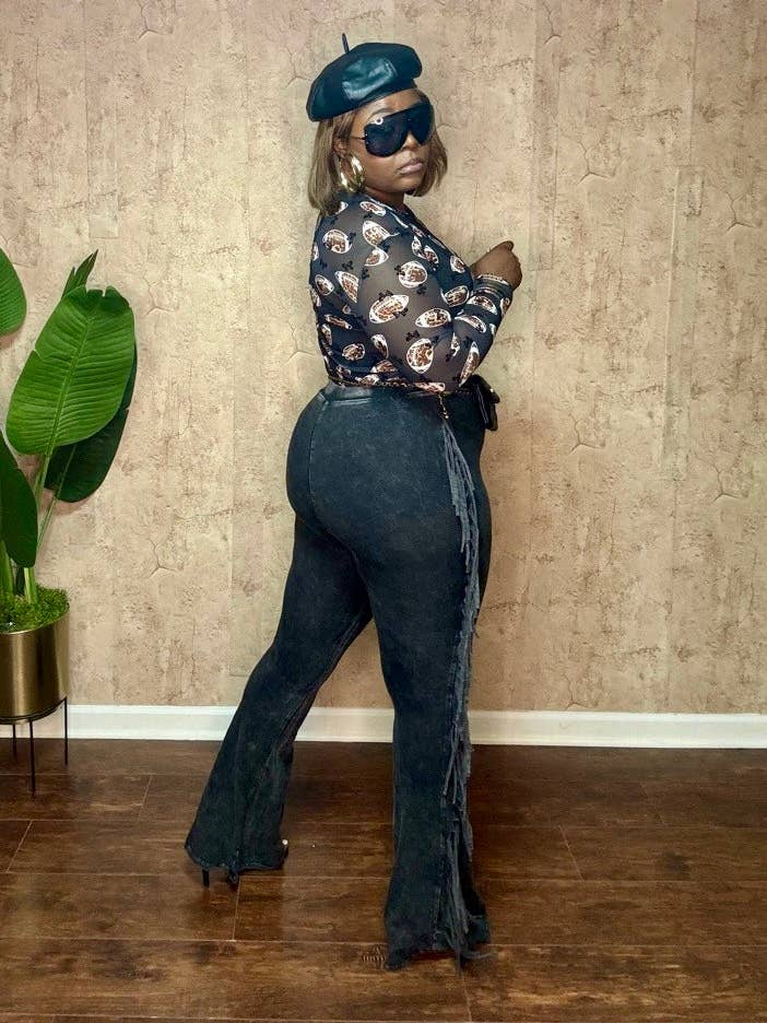 BOHO FRINGE DETAILED PANTS (Black) for wholesale by House of Celine