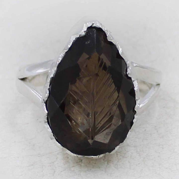 Udskåret røget kvarts statementring for engroshandel hos Silvex Jewelry