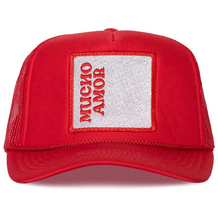 Mucho Amor Trucker Hat in Red for wholesale on Faire