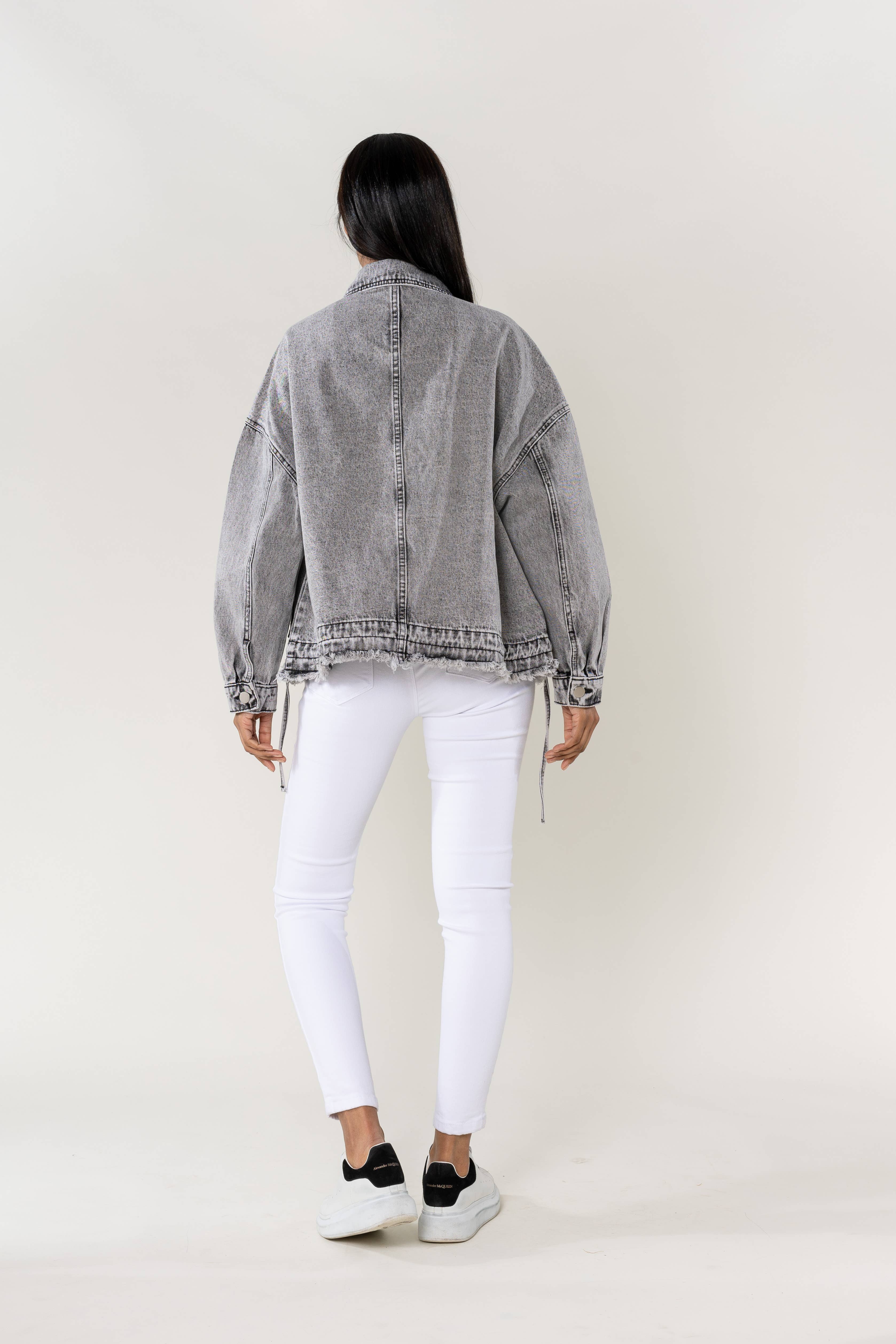 Nina Carter – Casaco de ganga - Mulher por atacado – Casaco de ganga oversized Nina Carter bolsos grandes S56235