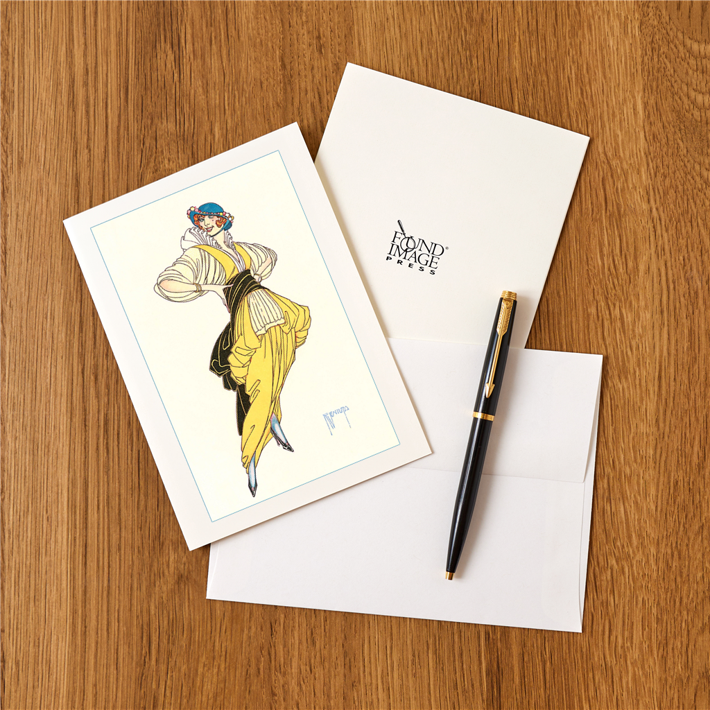 Found Image Press - Wholesale Stationery/Notecard Set - Greeting Card FN-146 Saucy Woman with Big Sleeves1