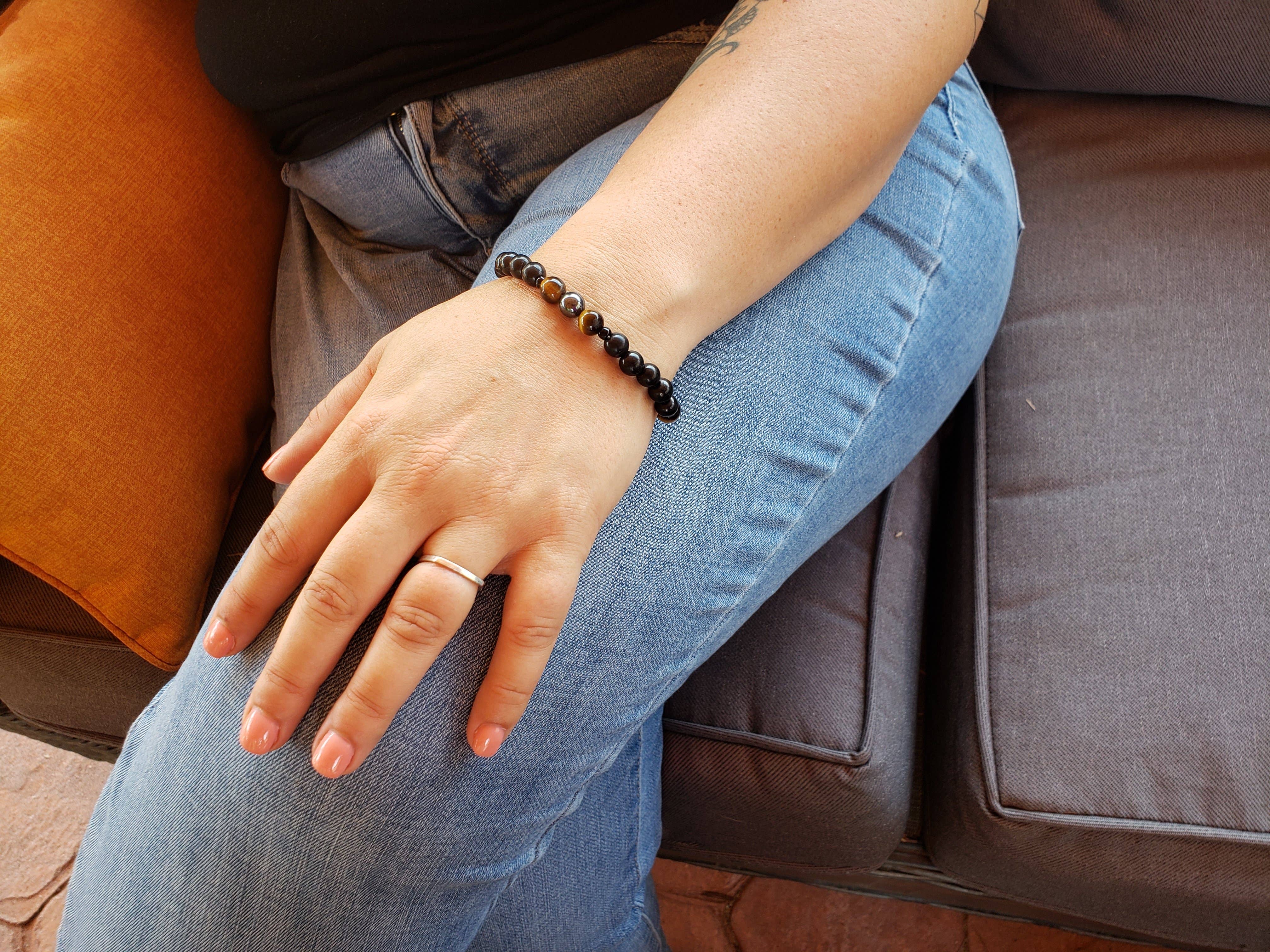 Karelia Creations - Wholesale Beaded Bracelet - Triple Protection Bracelet | 8mm Shungite Hematite TigersEye5