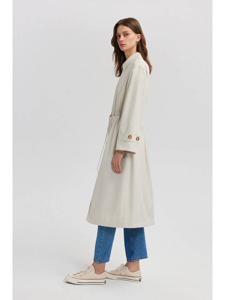 Stone BUTTON DETAILED GATHERED WAIST WINDBREAKER for wholesale on Faire3