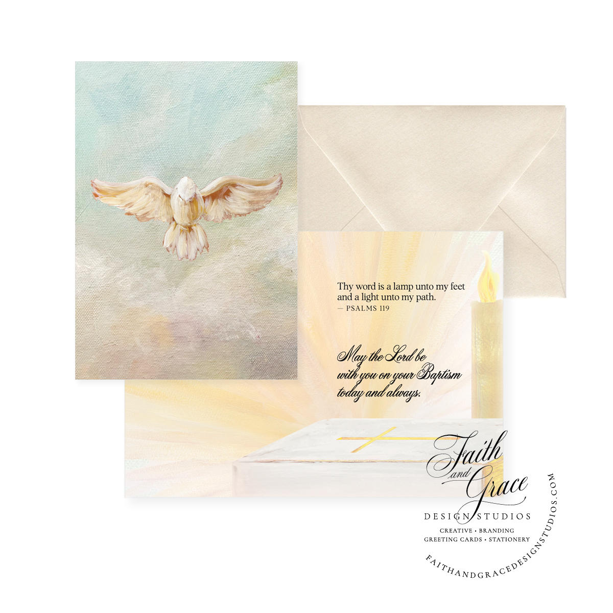 Faith and Grace Design Studios - Wholesale Religious Card - Sacramental Card May the Lord be With You on Your Baptism | Psalms 1191
