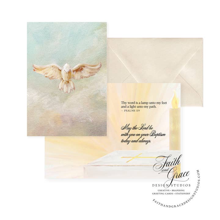 Faith and Grace Design Studios - Wholesale Religious Card - Sacramental Card May the Lord be With You on Your Baptism | Psalms 1191