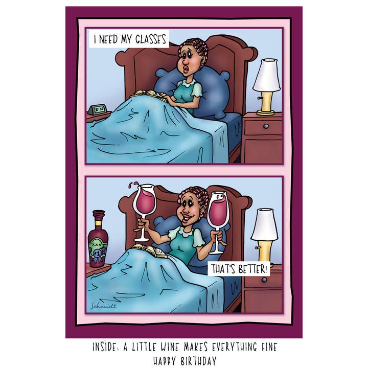 Carte d'anniversaire drôle de vin pour la vente par Raspberries