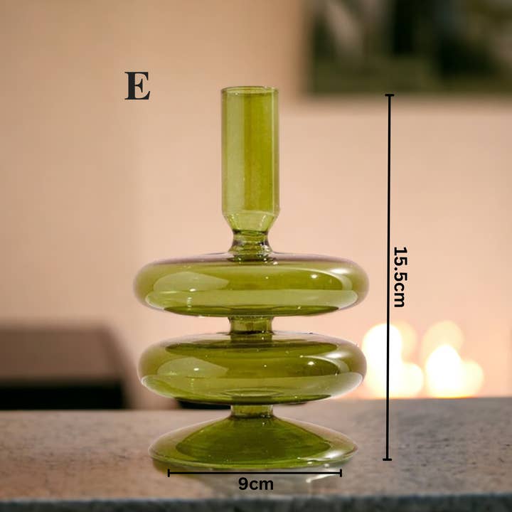 IVORE.GROUP (We cover All Import duty) - Wholesale Candle Holder - Olive Green Glass Candlestick Holder | Table Decor4