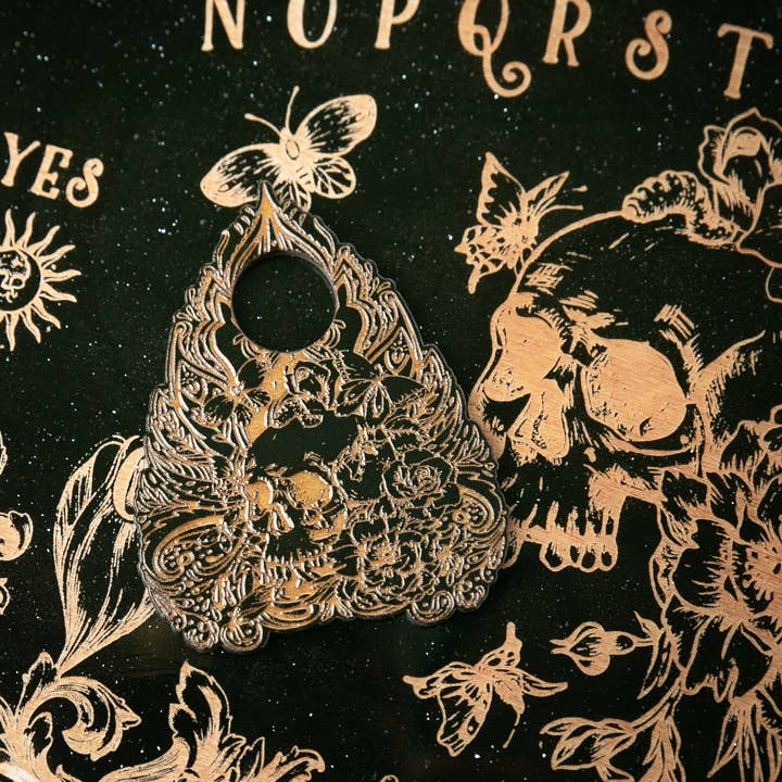 Ink and Flowers Designs - Wholesale Spirit Board - Floral Skull Spirit Board Black1