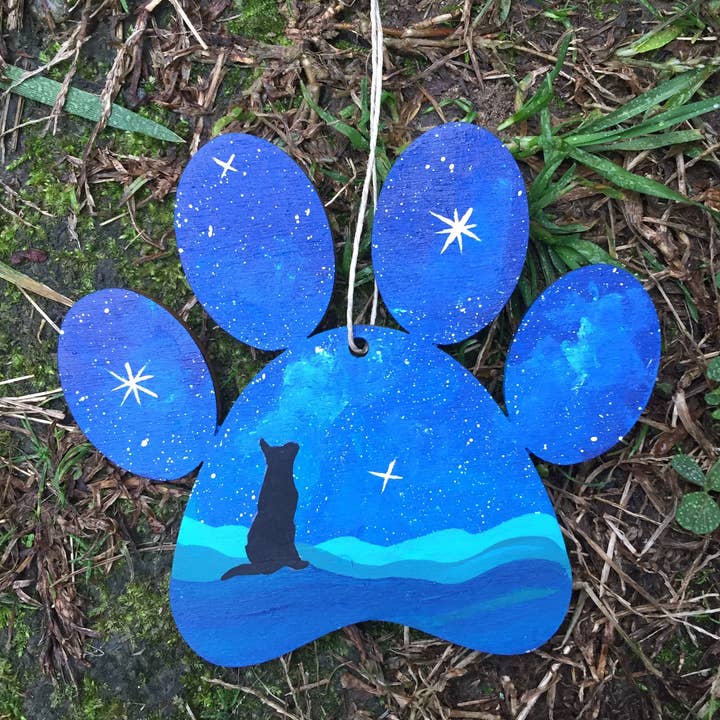 Hand painted Dog Paw Ornament for wholesale by Wandering Arts and Crafts