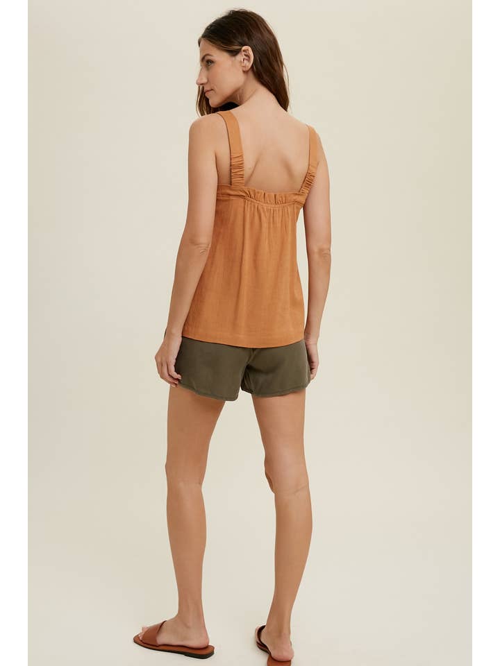 Wishlist Apparel - Wholesale Camisole - Women's - SQUARE NECK CAMI WITH RUFFLE DETAIL / WL22-71433