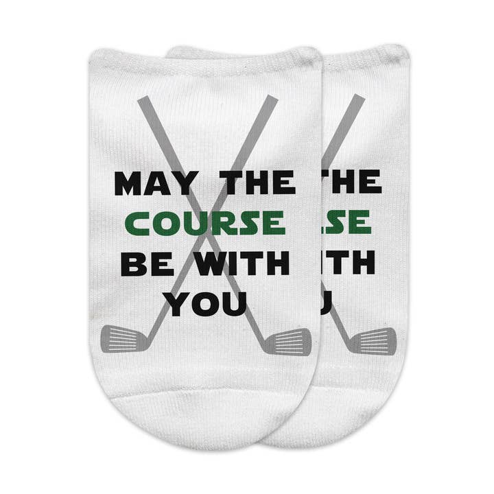 May The Course Be With You Funny Golf No-Show Socks for Men for wholesale by Sockprints