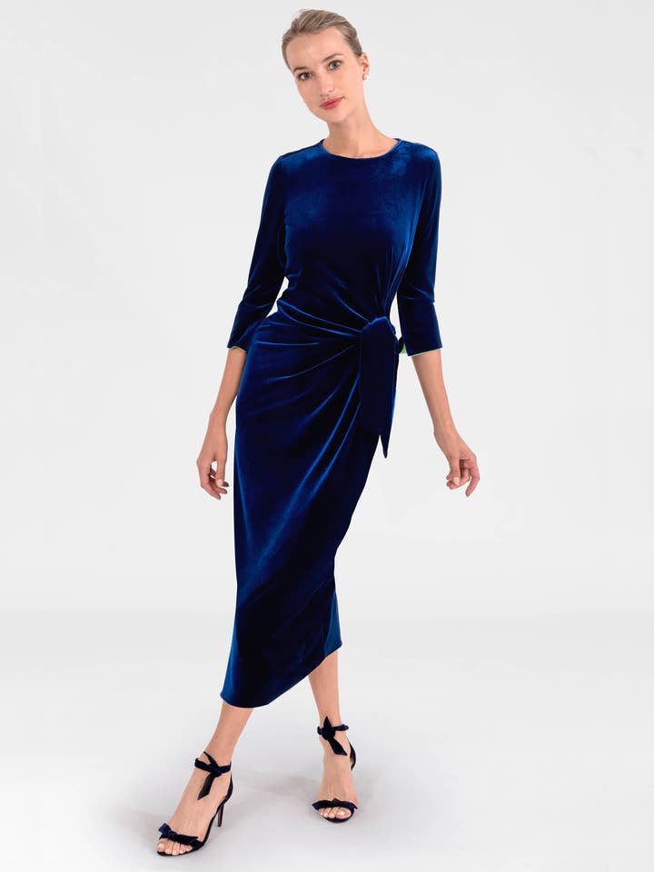 Cinch & Tie Maxi Dress - Silky Velvet for wholesale by Gretchen Scott LLC