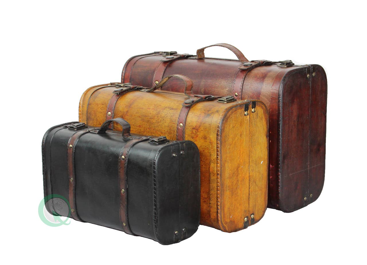 Quickway Imports - Wholesale Luggage - 3 Colored Vintage Style Luggage Suitcase and Trunk1