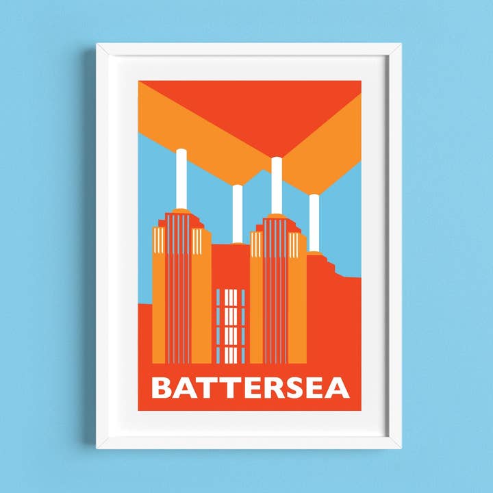 BATTERSEA POWER STATION Travel Poster Print for wholesale by Rebecca Pymar