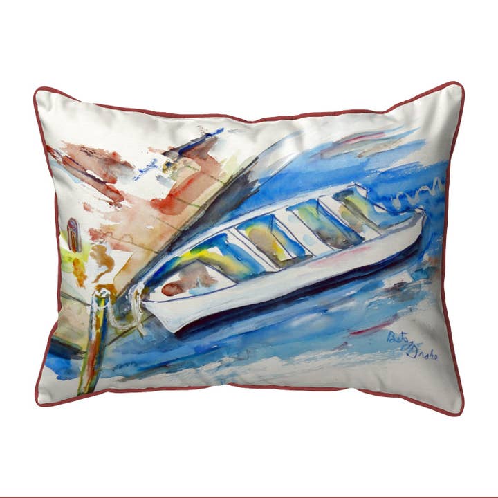 Rowboat at Dock Corded Pillow for wholesale by Betsy Drake Interiors