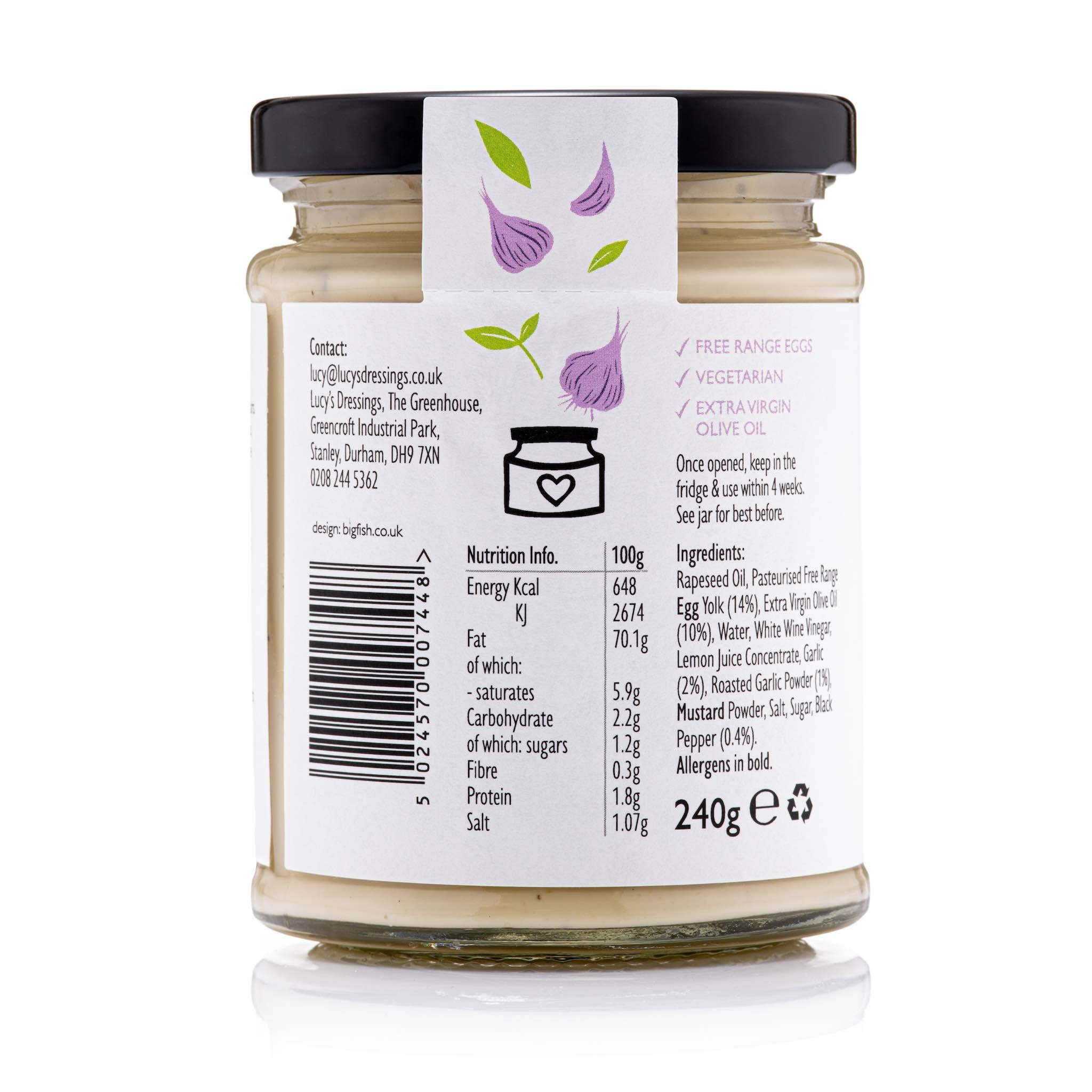 Lucy's Dressings - Wholesale Mayo - Garlic and Black Pepper Mayonnaise1