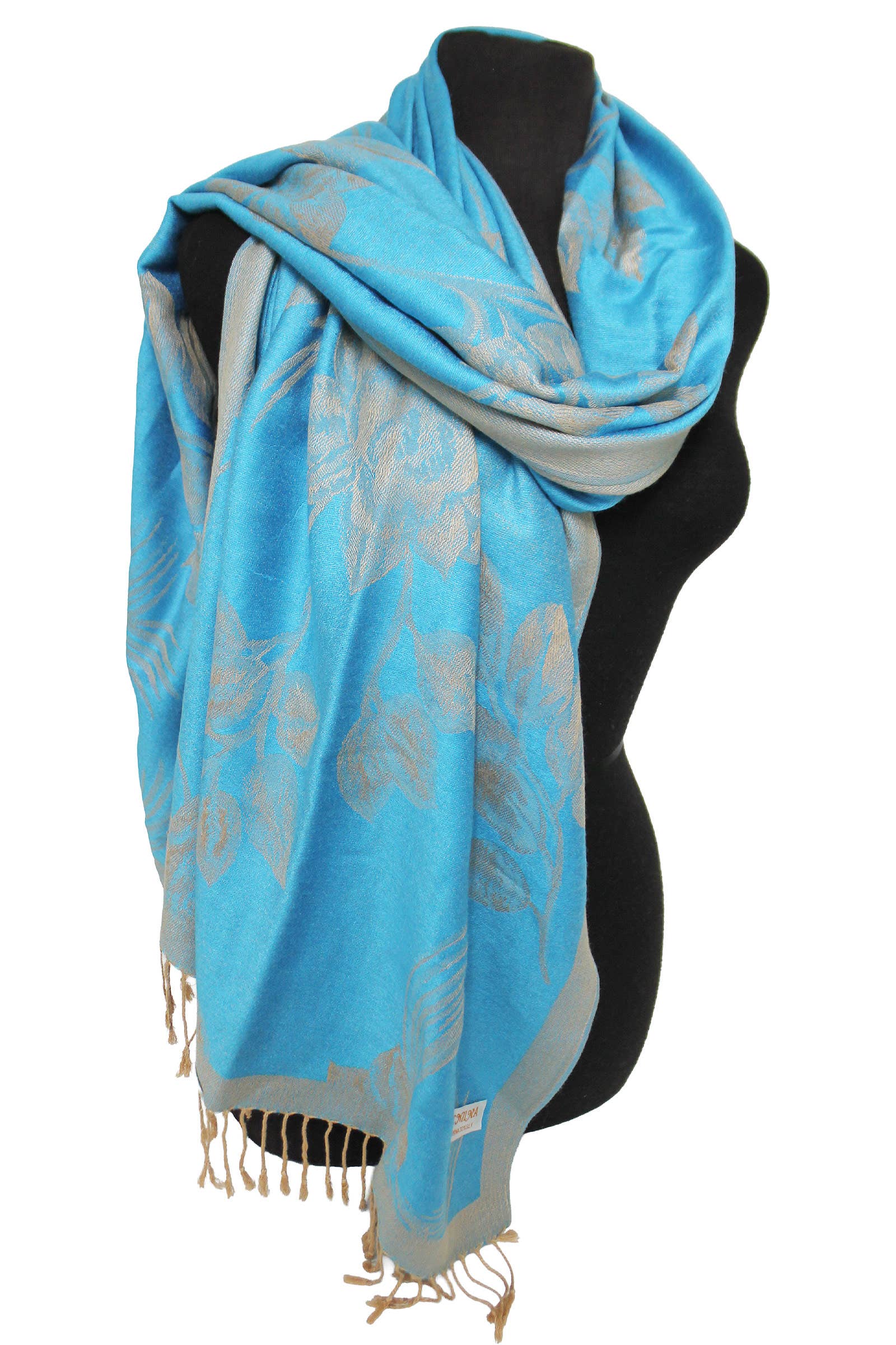 Cap Zone - Wholesale Scarf - Women's - Rose Floral Faux Silk Pashmina Wrap Scarf23