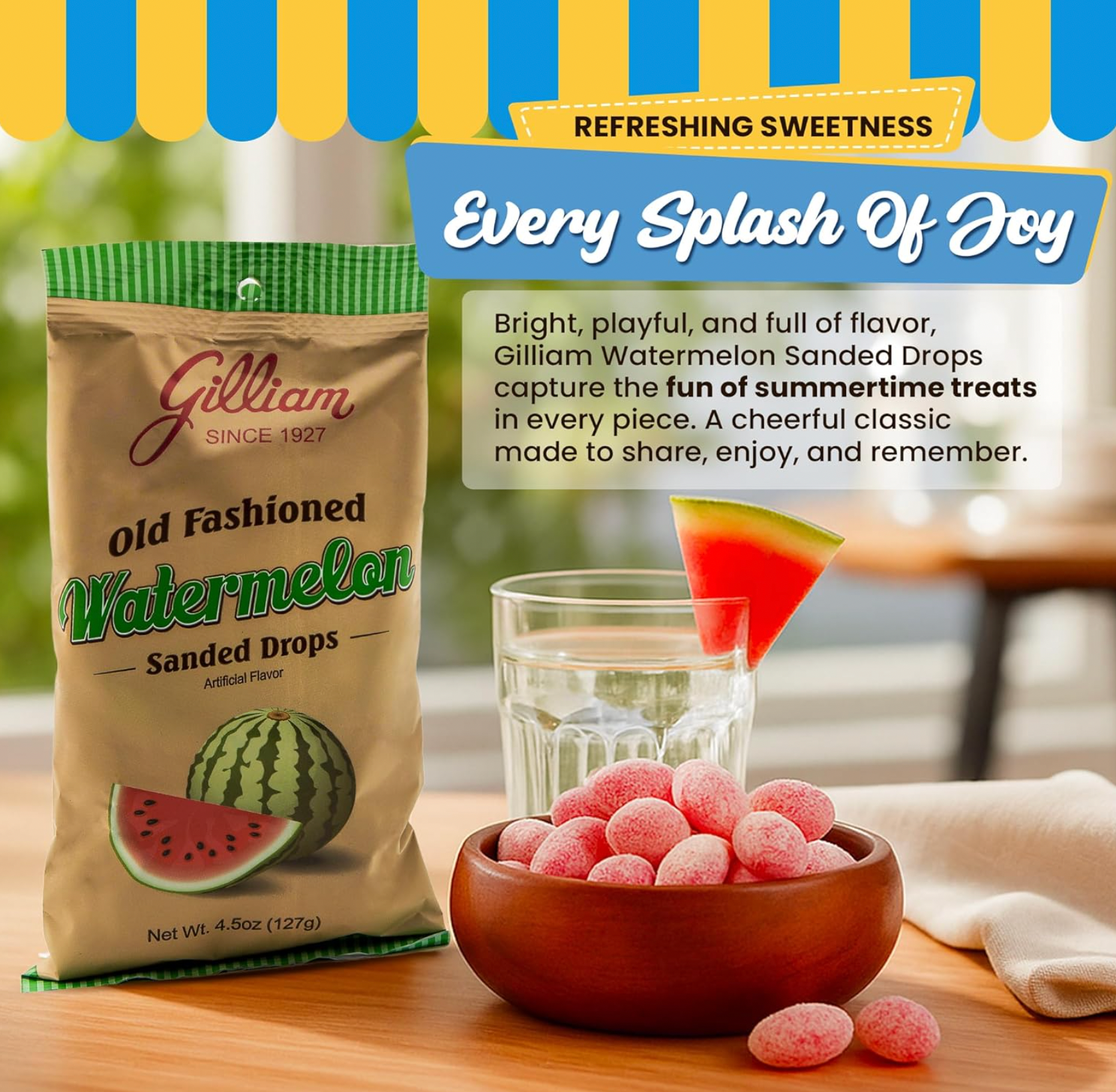 Quality Candy Company - Wholesale Zuigsnoepjes - Gilliam Watermelon Drops 12st x 4,5oz3