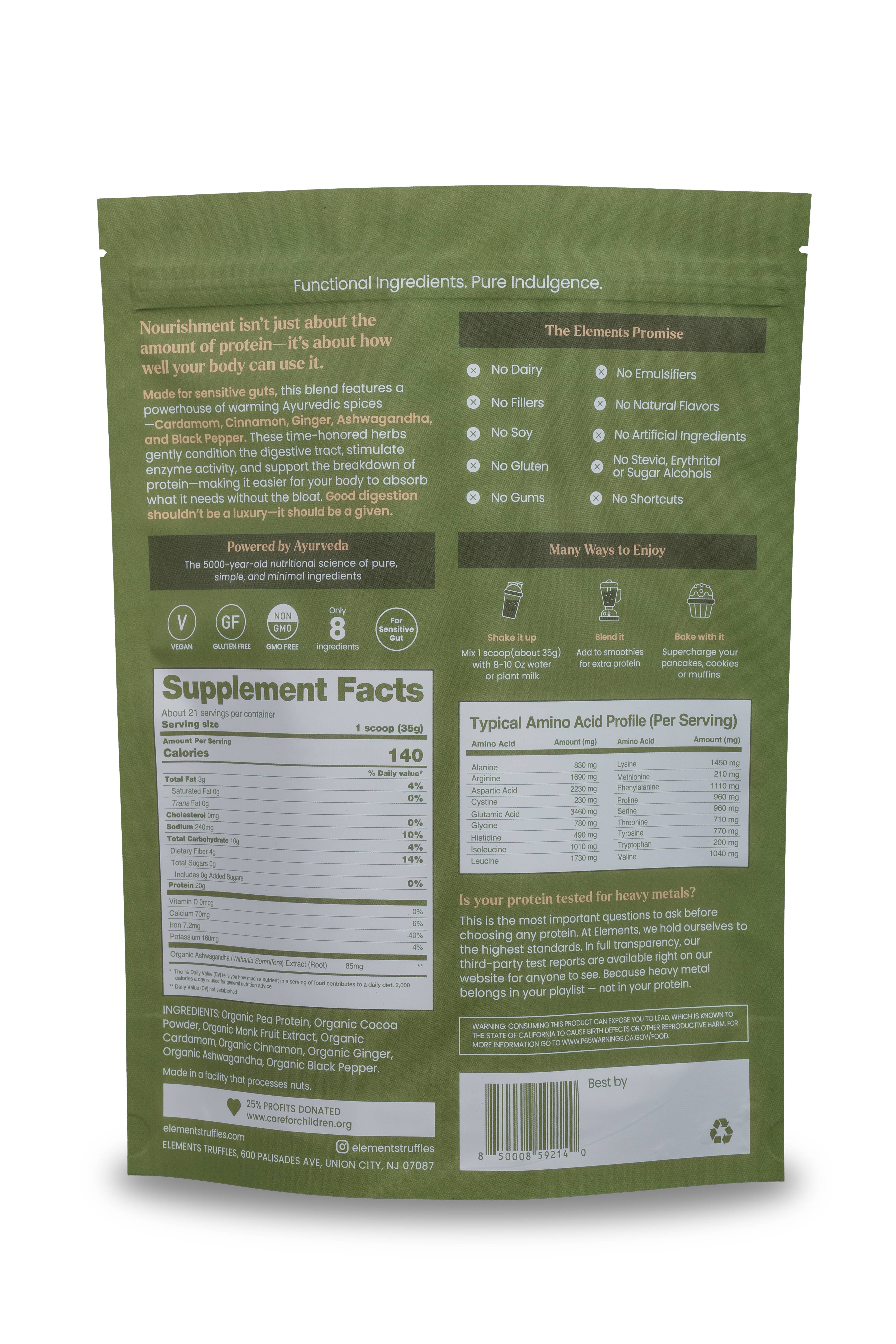 Elements Truffles – Großhandel Protein-/Superfood-Pulver – Pflanzenbasiertes Proteinpulver: Chai-Gewürz (21 Portionen)1