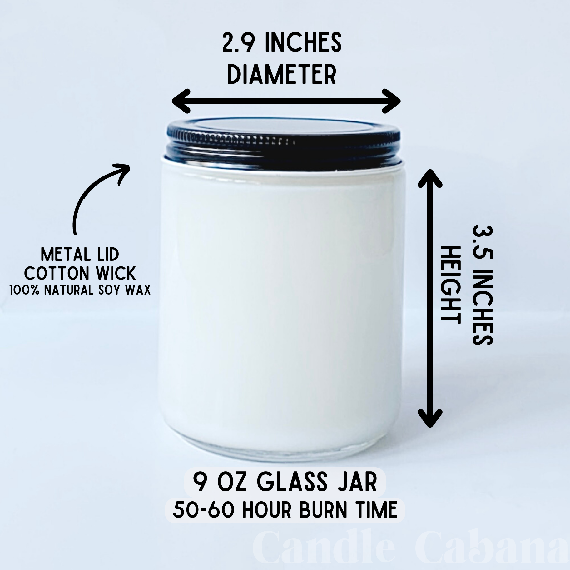 Candle Cabana - Wholesale Jar/Filled Candle - 9oz Unlabeled Soy Candle - Private Label - Glass Jar - Bulk1