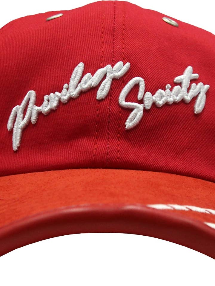 PS Limited Script Dad Hat, Red/white for wholesale by Privilege Society