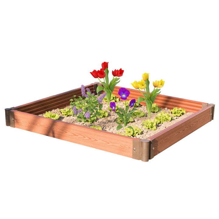 Quickway Imports – suporte para vasos de plantas por atacado – Caixa de plantador de flores de cama de jardim ao ar livre com aparência de madeira16