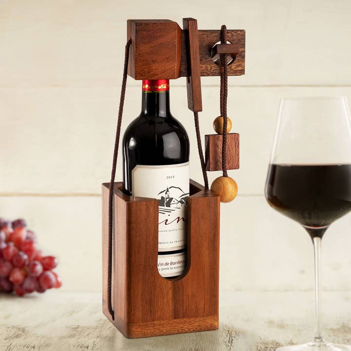 ForeverWOW GmbH - Vente Pochette cadeau pour bouteille de vin - Puzzle de bouteilles en bois comme emballage de bouteilles pour le vin1