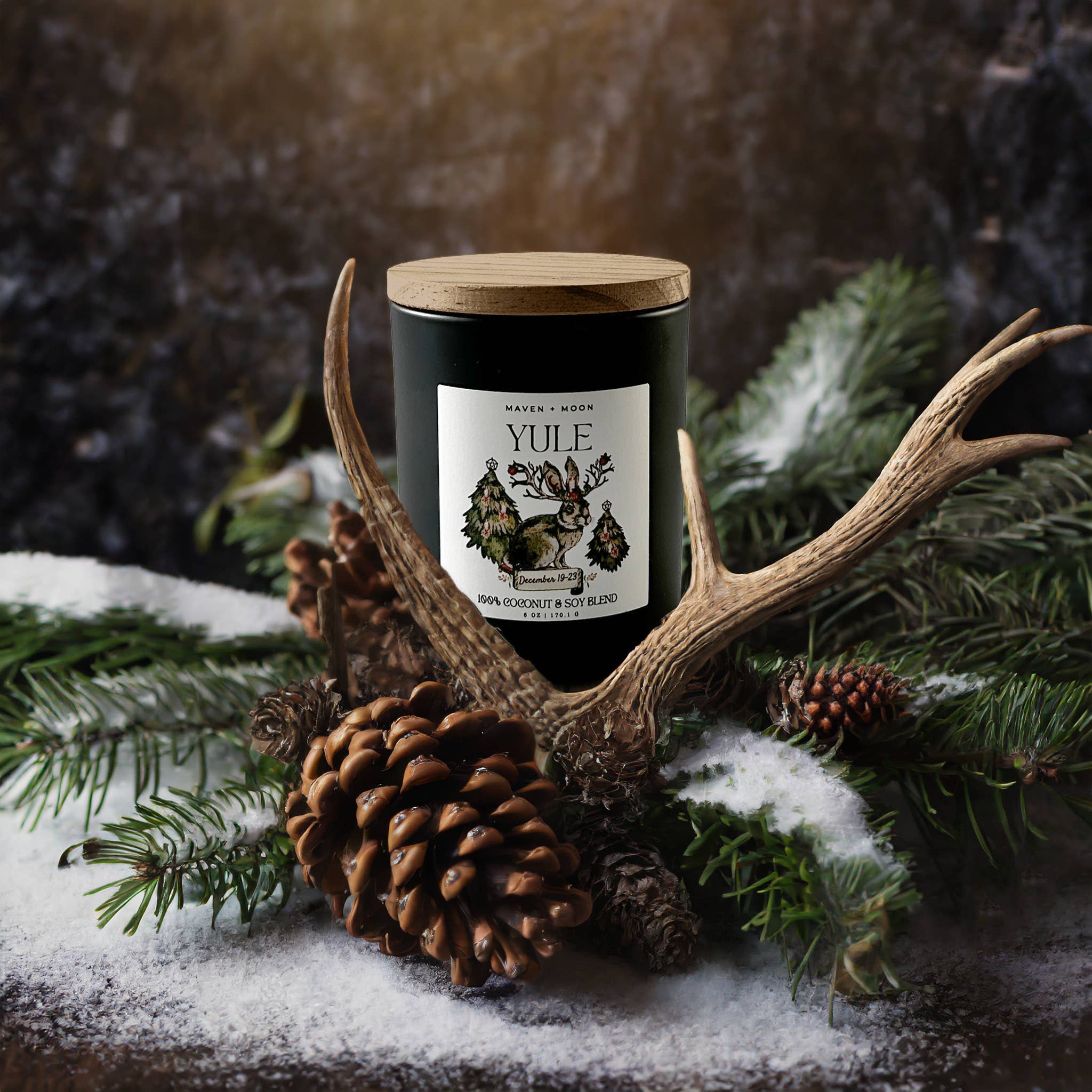 MAVEN + MOON - Wholesale Jar/Filled Candle - Yule - Wheel of The Year Coconut Soy Candle - 6 oz