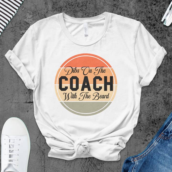 Coach Beard T-Shirt, Funny Coaching Tee, Dibs On The Coach With The Beard, Novelty Gift for Coaches, Sport Team Coach Shirt for wholesale by FreakyTeeFactory