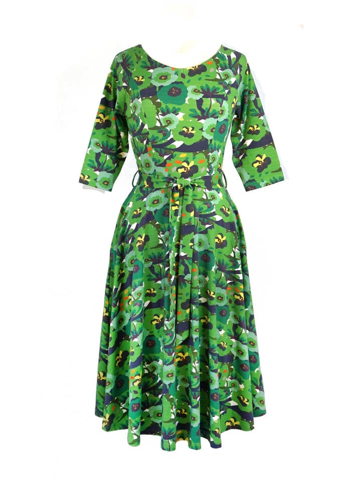 Green Forest Jersey Print Dress for wholesale by Spero Park