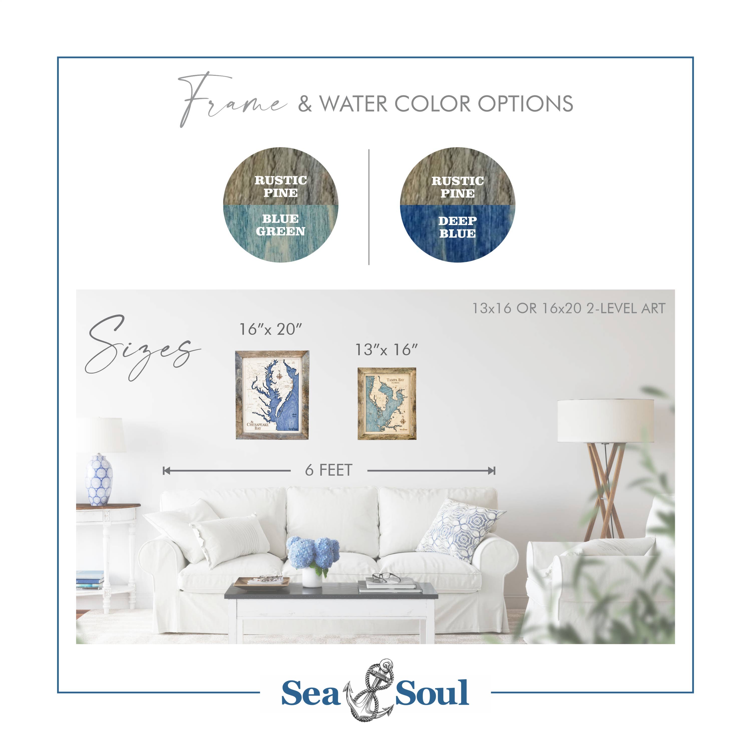 Sea & Soul Nautical Chart Art - Wholesale Map - Tampa Bay Nautical 3D Wood Map Wall Art, Coastal Home Decor13