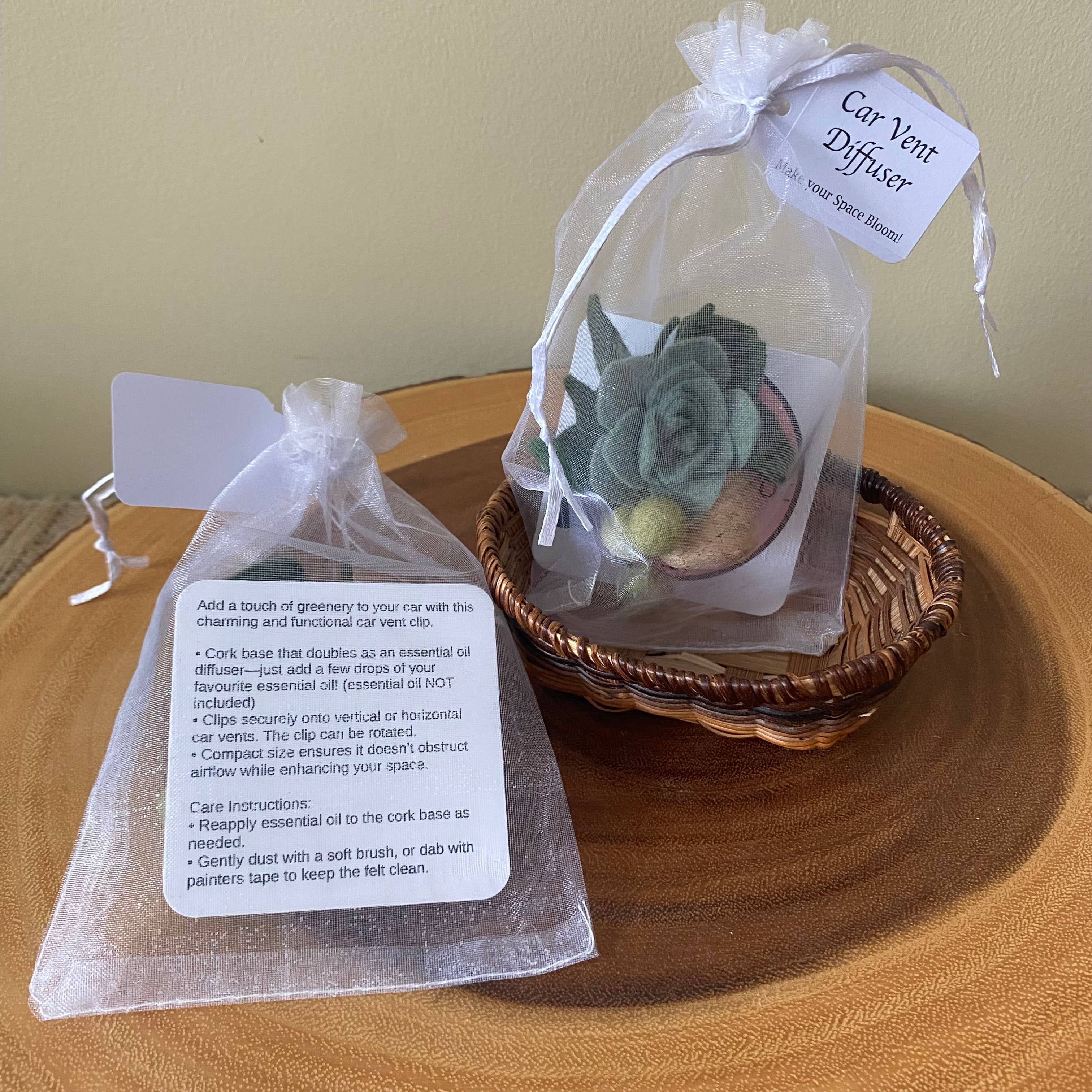 ForgetBKnot - Vente Désodorisant pour voiture – unisexe - Diffuseur d'huiles essentielles pour voiture avec clip : Feutre Succulent9