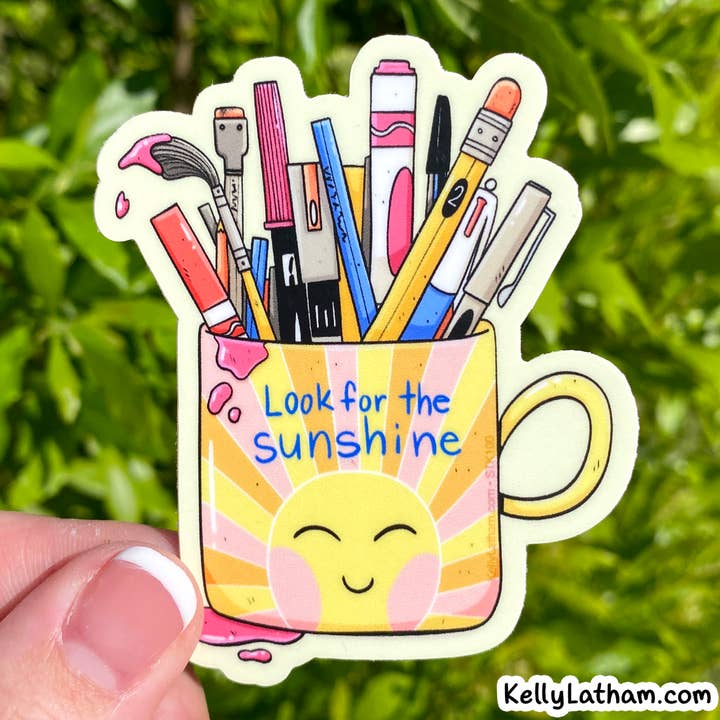 Sunshine Art Supply Sticker – Positive Gift – Artist Gift for wholesale by Kelly Latham Art