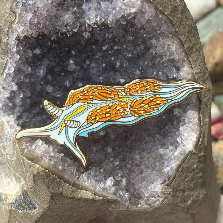 Opalescent Nudibranch Enamel Pin for wholesale by Fossil Forager