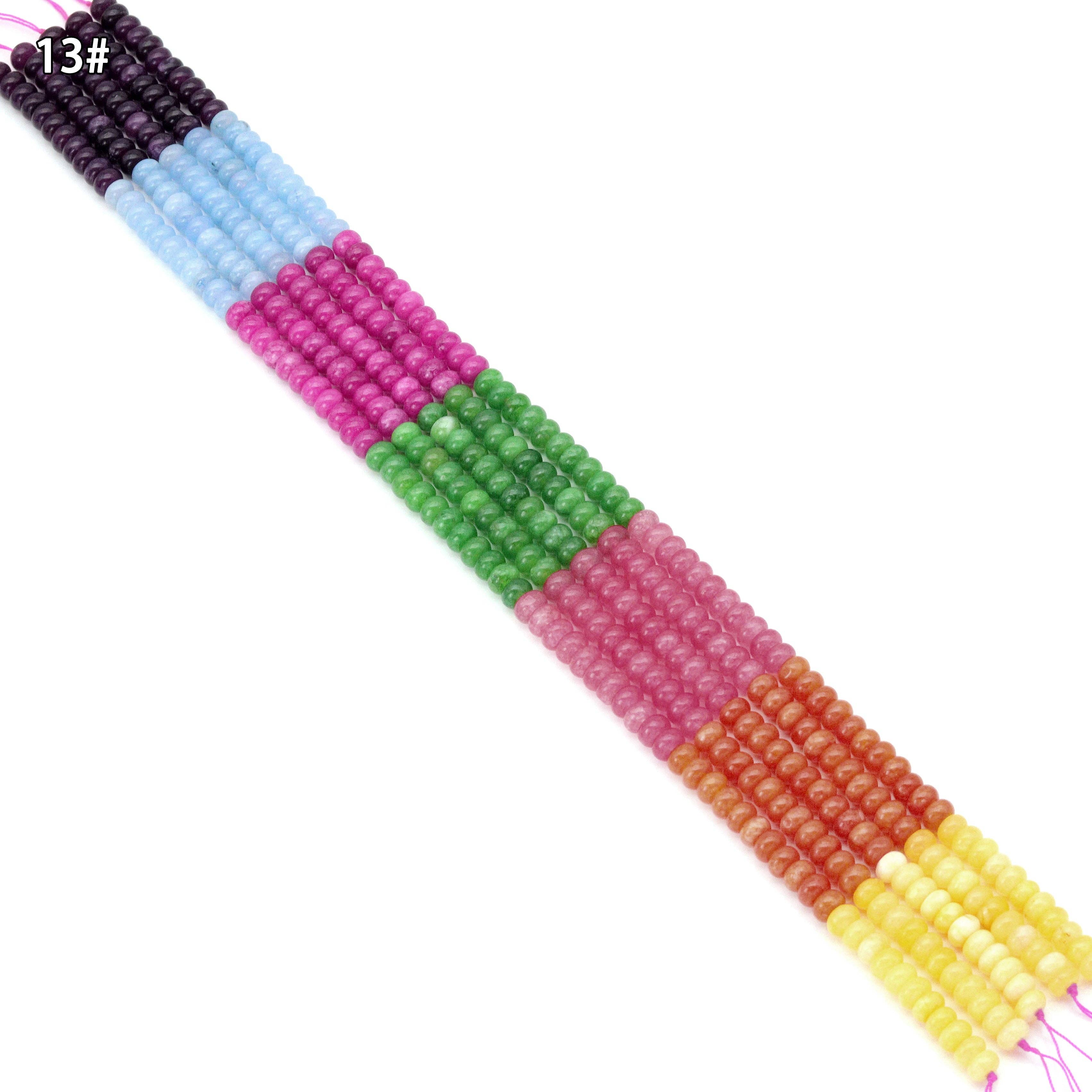 BestBeads&Beyond - Wholesale Beads - 5x8mm Smooth Rondelle Colorful Jade, Sku#U21242