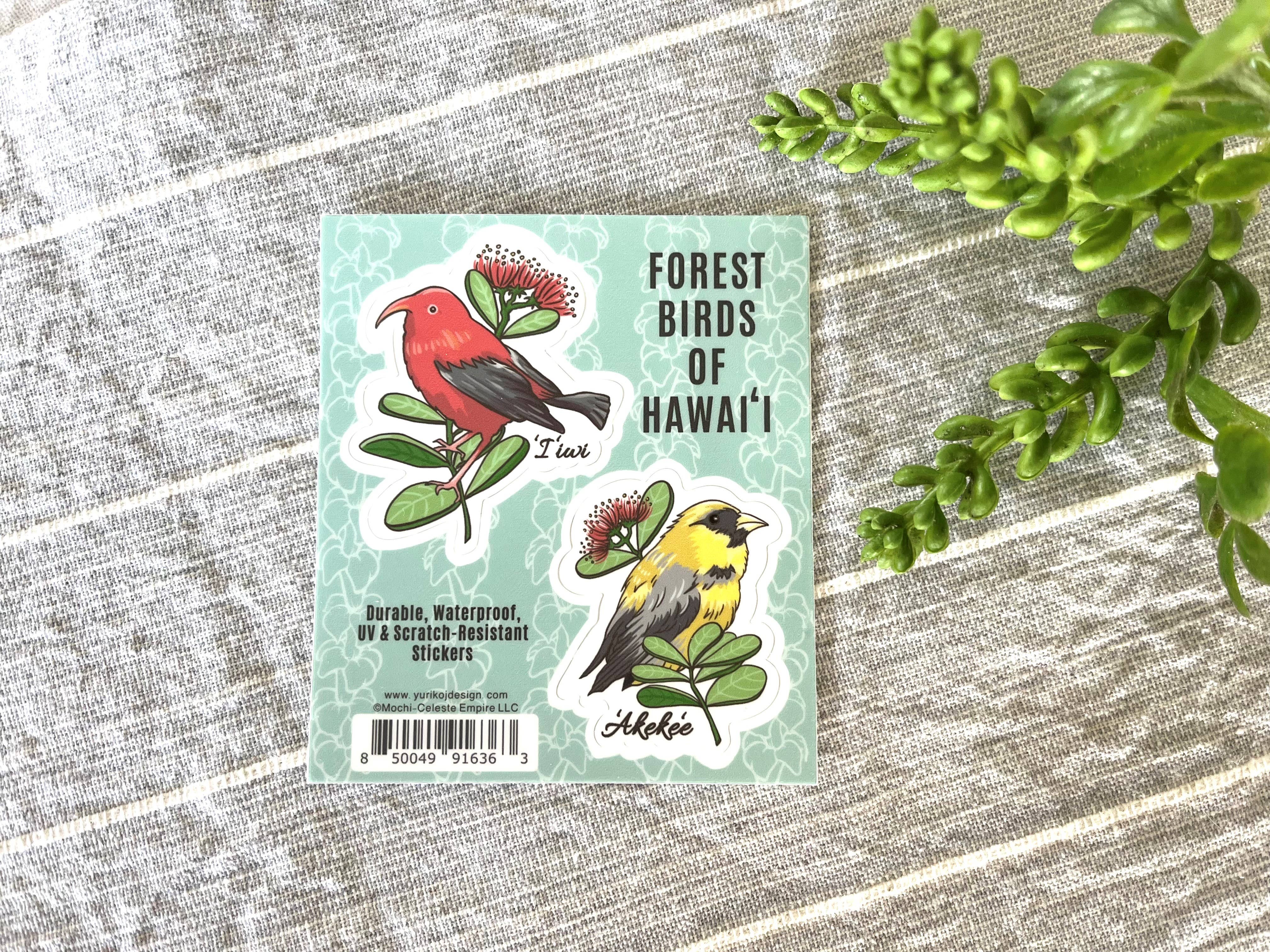 Island Stickers & More / Yuriko J. Design - Wholesale Sticker - Forest Birds of Hawai'i Sticker Sheet 1