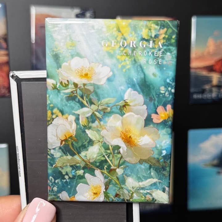 Íman de Flor do Estado - Rosa Cherokee - Design de Anime Cénico por atacado de Tieu Magnetic