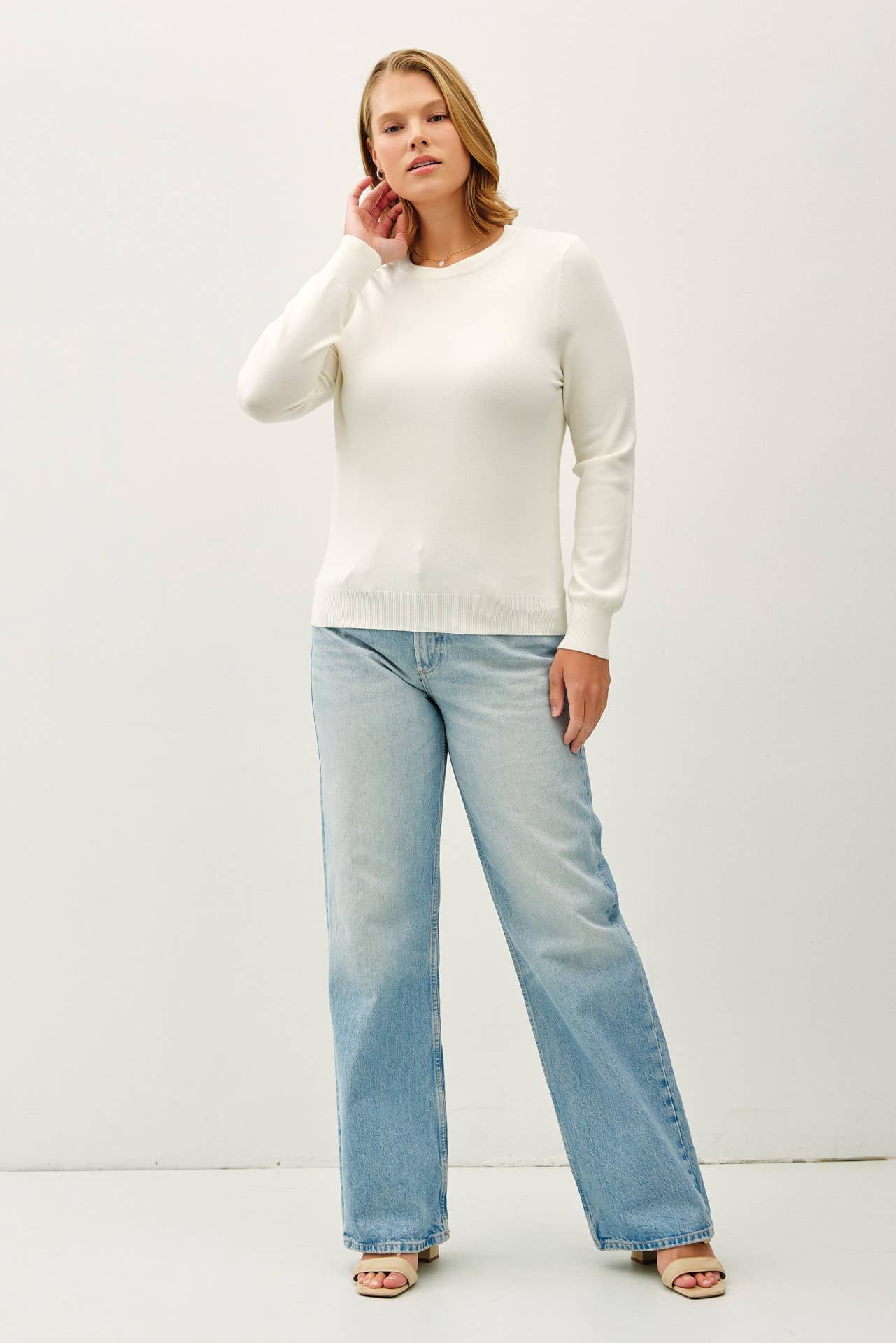 Be Cool - Vente Pull en maille – femme - PULL BASIQUE EN MAILLE DOUCE À COL ROND PLUS21