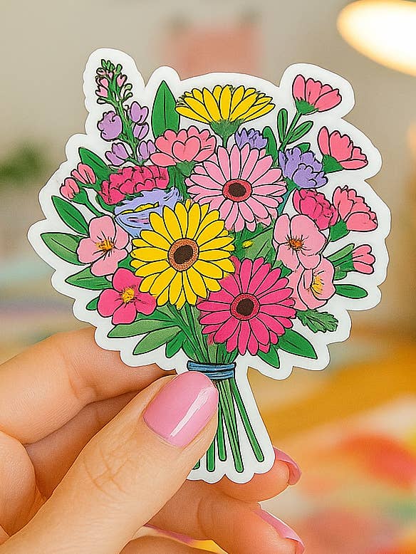 Garden Style Airy Gerbera Daisy Flower Bouque Sticker for wholesale by Joyful Jewels by Joyful Blooms