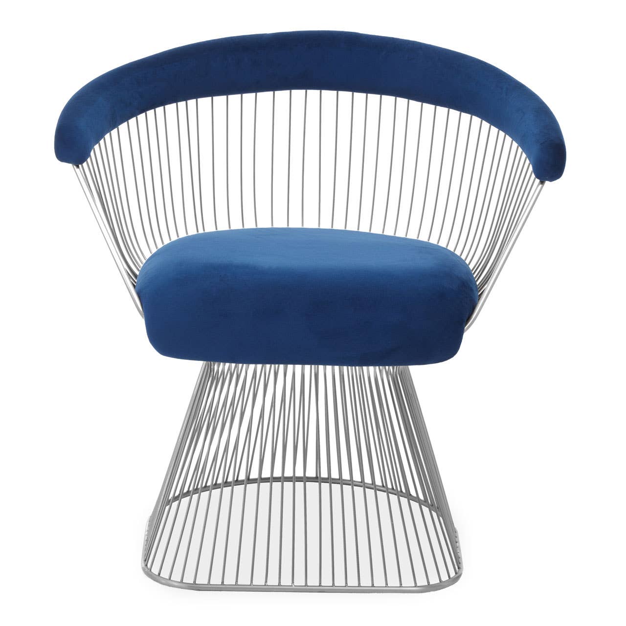 Fifty Five South – wholesale Chair – Anzio Navy Blue Velvet and Brushed Silver Chair0