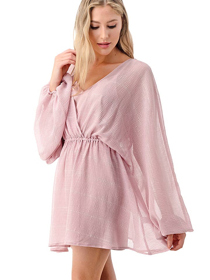 Shimmering Dolman Mini Dress for wholesale by Woven Pink