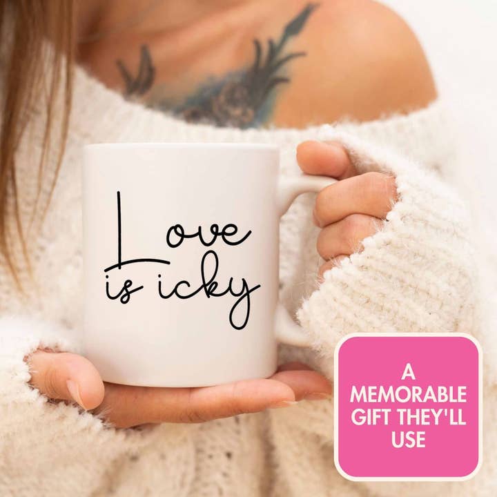 Mystic Blvd - Wholesale Coffee Mug - Love Is Icky Funny Coffee Mug Valentine Gift For Her Or Him