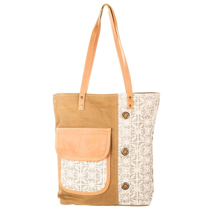 Clea Ray Canvas Bags & Clothing - Venta al por mayor Bolso con correa - Mujer - Bolso de hombro blanco y negro con bolsillo de piel3