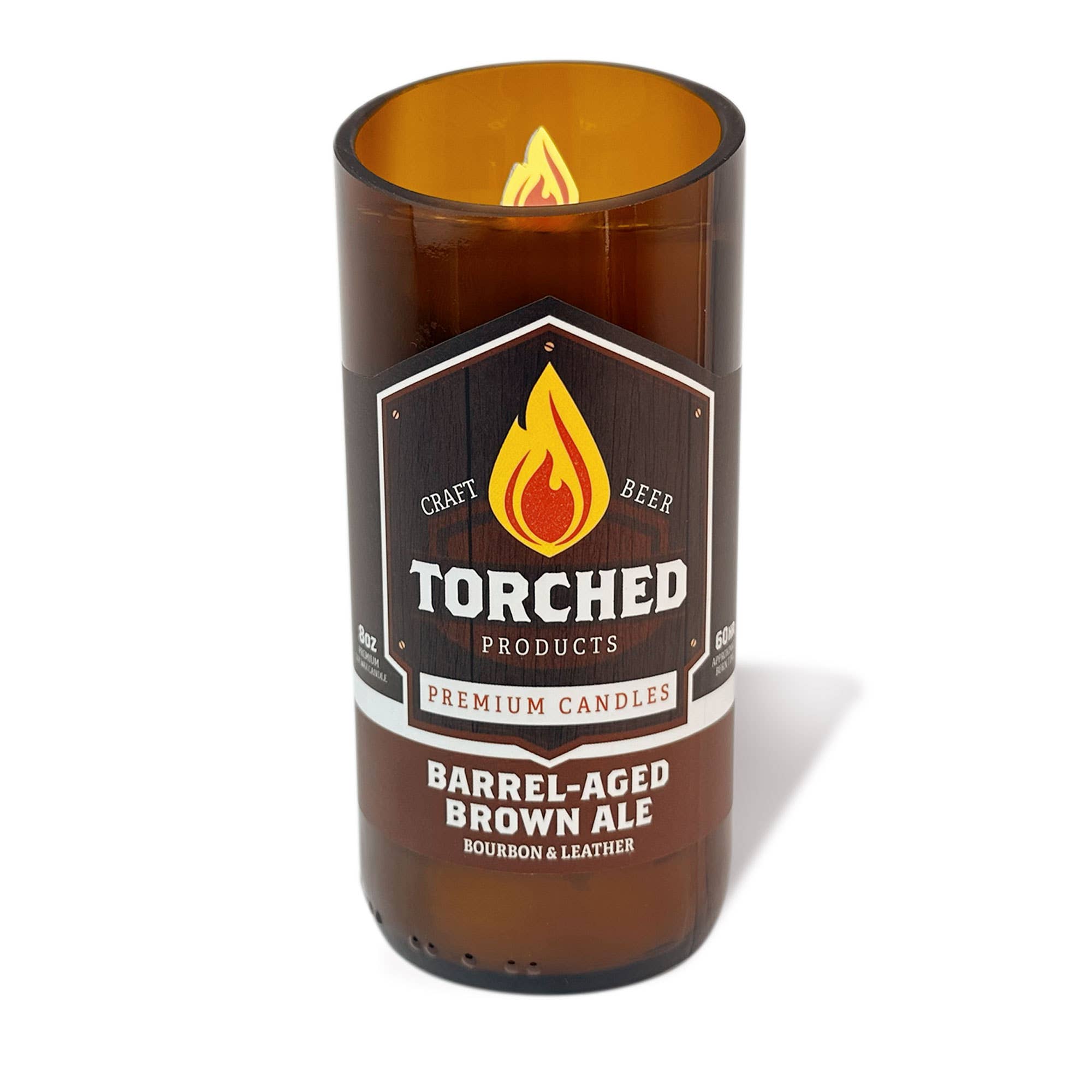 Torched Products - Wholesale Jar/Filled Candle - Torched Beer Bottle Candle 8 oz - Barrel-Aged Brown Ale3