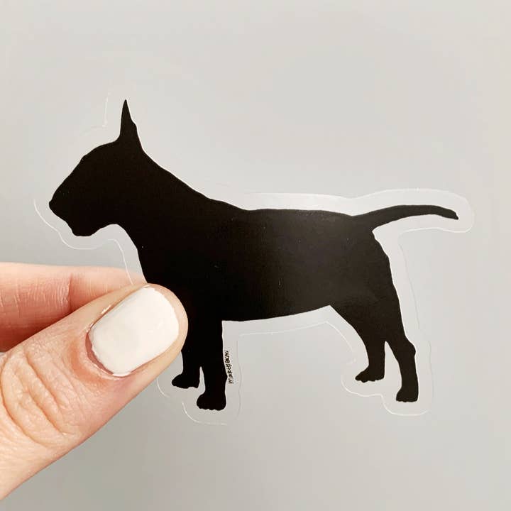 Autocollant en vinyle transparent Bull Terrier Silhouette pour la vente par Lemon Press Studio