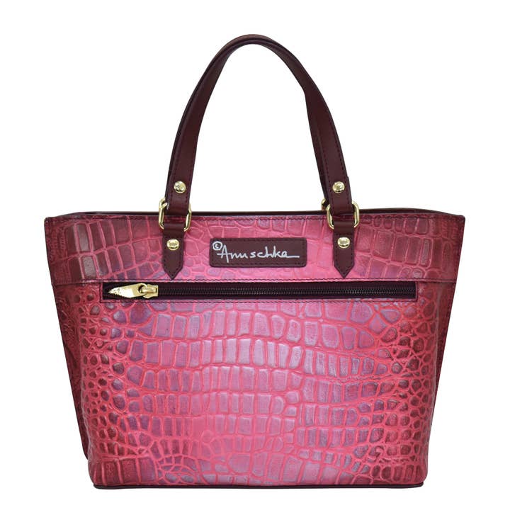 Anuschka | Vanya Lara (USA) - Wholesale Tote Bag - Women's - Croc Embossed Leather Medium Tote - 6931