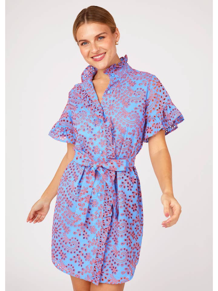 Katie Dress Blue and Pink Jasmine Eyelet for wholesale on Faire3