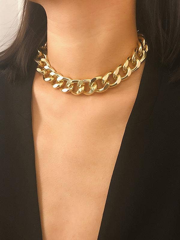 Punk Choker Hip Hop Big Chunky Aluminum Thick Chain Necklace for wholesale by StyleGalX