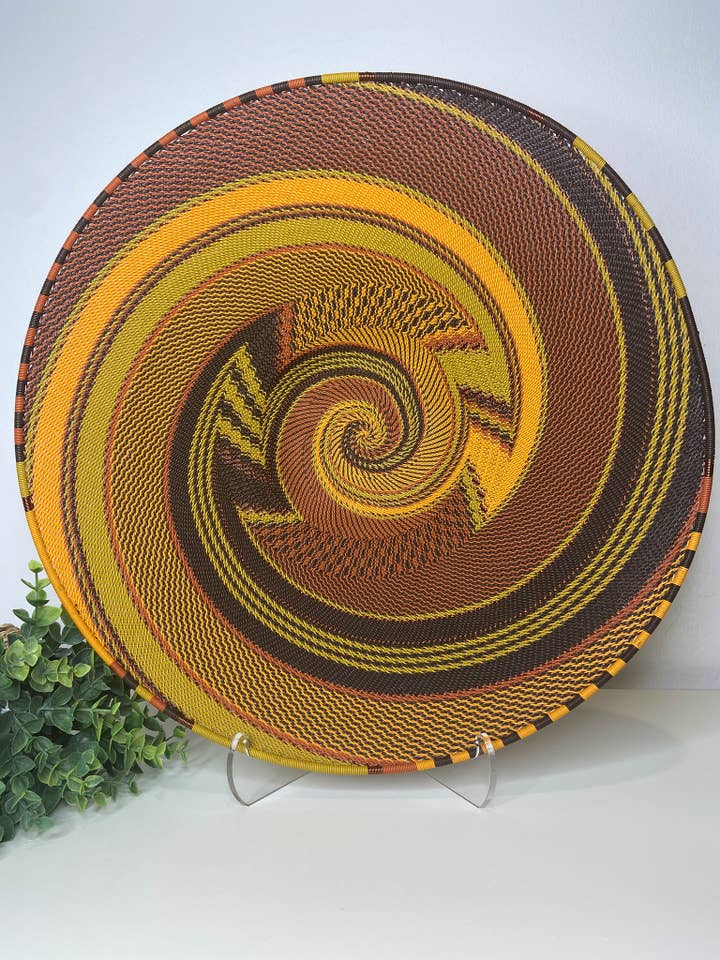 Extra Large Open V Telephone Wire Plate - African Earth for wholesale by Eve & Nico Gifts & Home Decor